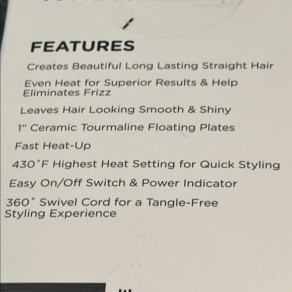 Simply Beautiful Vivitar Ceramic Tourmaline Flat Iron 1" Smooth & Straight NWT - Picture 7 of 8